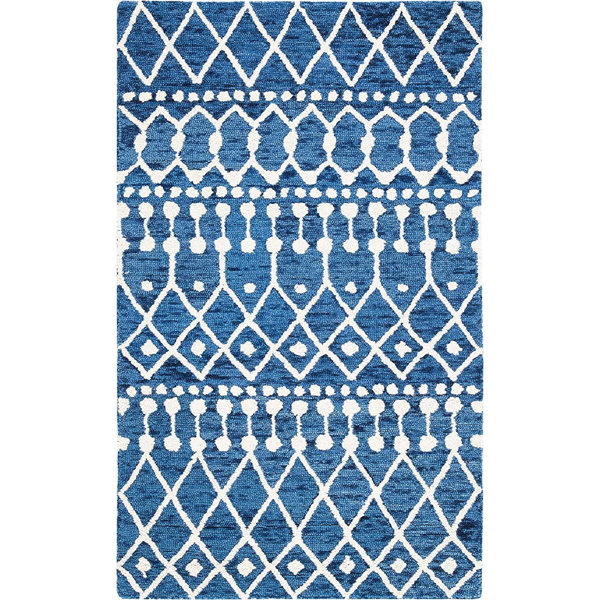 Union Rustic Handmade Hand Braided Wool Navy/Ivory Rug Wayfair